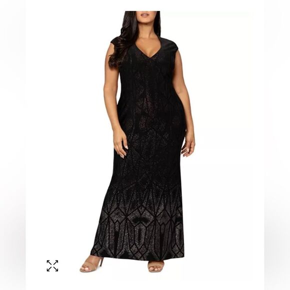 Betsy & Adam Glitter Ombré Cap Sleeve Dress NWT - Picture 3 of 10